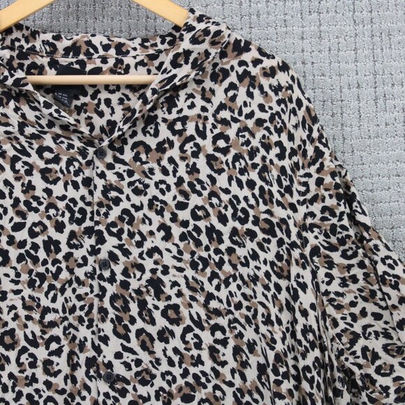 H&M Shirt Mens 2XL Multicolor Leopard Pattern Button Down Short Sleeve Collared - Picture 2 of 9